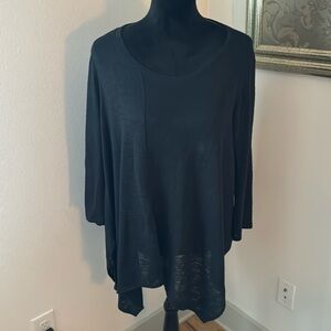 Nally & Millie Sz S-M black oversized boxy lightweight semi sheer black sweater